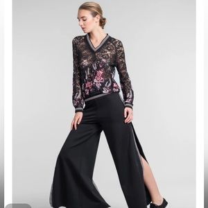 Anne Fontaine Black and Pink Lace Blouse